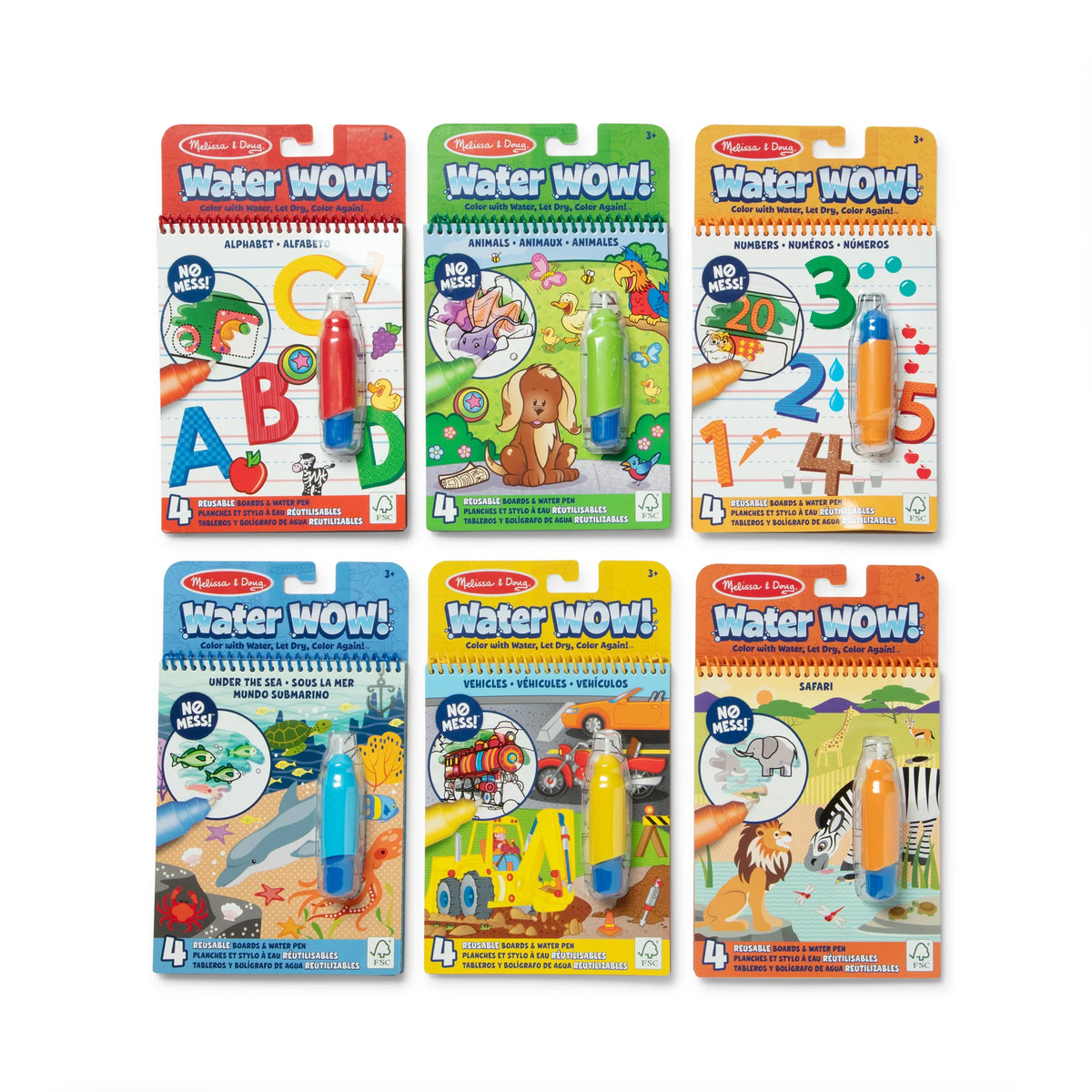 Water WOW! 6-Pack – Animals, Vehicles, Alphabet, Numbers, Safari, Under the Sea