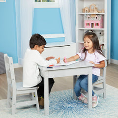 Wooden Table & 2 Chairs - Gray